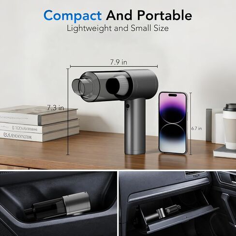 Portable Brushless Car Vacuum Cordless Mini Handheld Vacuums Cleaner High Power with LCD Display and Multi-Nozzles, Hand held Cleaners for Car, Home, Office, Sofa, Pet Hair,Keyboard in Kuwait
