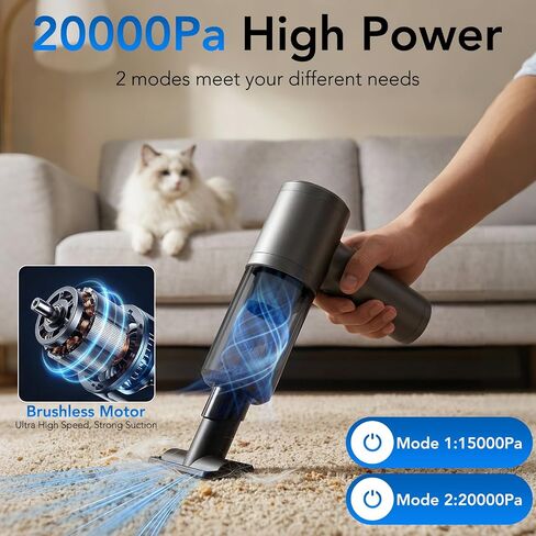 Portable Brushless Car Vacuum Cordless Mini Handheld Vacuums Cleaner High Power with LCD Display and Multi-Nozzles, Hand held Cleaners for Car, Home, Office, Sofa, Pet Hair,Keyboard in Kuwait