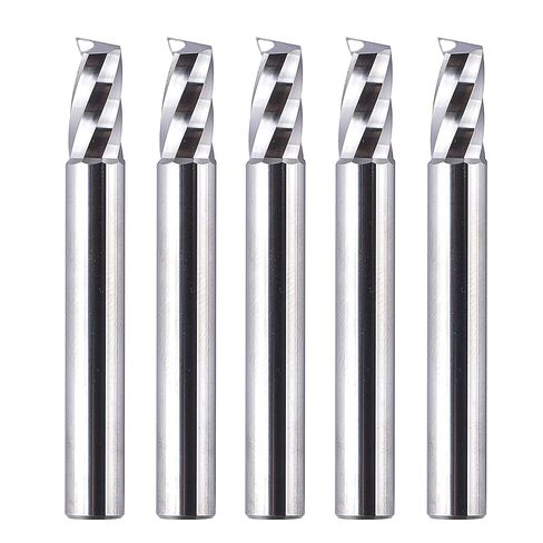 SpeTool 5PCS Carbide Spiral O Flute End Mill with 1/16 Inch Cutting Diameter 1/8 Inch Shank 3/16" Cutting Length,Single Flute CNC Router Bit for Acrylic PVC Wood Cutter in Kuwait