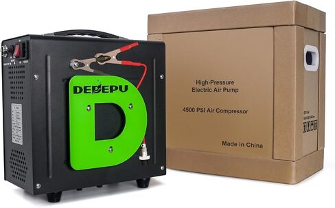 DEDEPU PCP Air Compressor, 4500PSI/30MPa Oil-Water Free High Pressure HPA Pump with Auto-Stop, Built-in Cooling Fan, 12V DC/110V AC Dual Power Fast Fill Pump for Air Rifle, Paintball & Scuba Tank in Kuwait