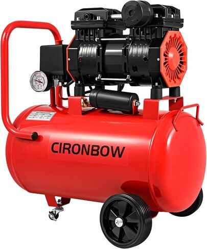 CIRONBOW 8 Gallon Ultra Quiet Air Compressor 70dB,1.8HP Oil Free 116 PSI, 2.47 CFM @ 90 PSI, Heavy Duty Portable with Wheels for Garage, Workshop, Nail Gun, Woodworking, Spray Painting, Tire Inflation in Kuwait