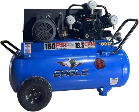 Eagle P5125H1 Electric Air Compressor, 25-Gallon, Horizontal Portable Single Stage, 18.5 CFM, 5 HP,150 PSI Max in Kuwait
