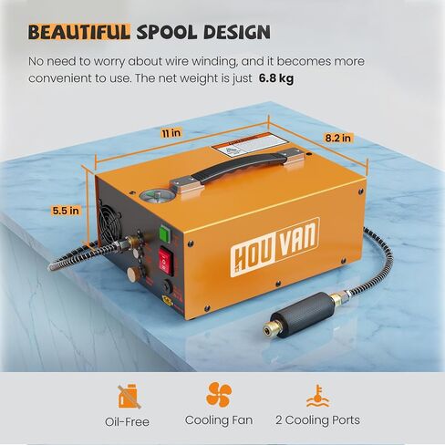 4500PSI 300Bar PCP Air Compressor Portable High Pressure Pump with Auto Shut-Off, DC12V AC110V Dual Power, Built-in Cooling Fan for Airguns, Paintball Tanks, Scuba Diving in Kuwait