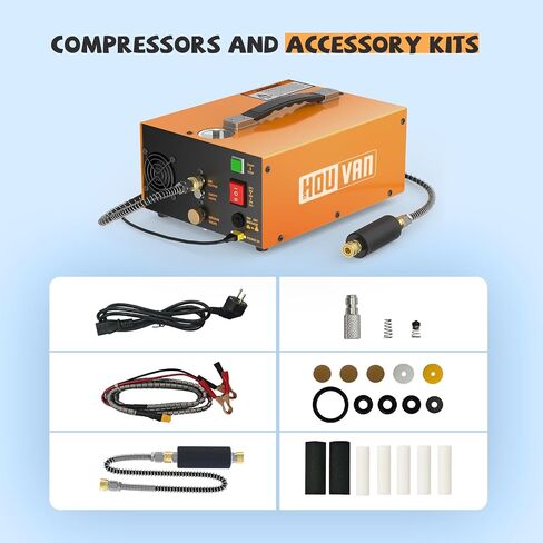 4500PSI 300Bar PCP Air Compressor Portable High Pressure Pump with Auto Shut-Off, DC12V AC110V Dual Power, Built-in Cooling Fan for Airguns, Paintball Tanks, Scuba Diving in Kuwait