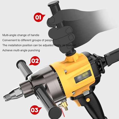 Core Drilling Machine, with 63mm Drill Bit, 2000W Wet Handheld Electric Core Drill, Brushless Motor, Double Clutch, 3-Speed Speed Regulation, for Concrete Brick Block Stone in Kuwait