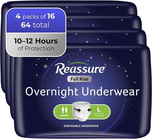 Reassure Full-Rise Overnight Incontinence Underwear - Large (44" - 58" Waist) - 64 per case in Saudi Arabia