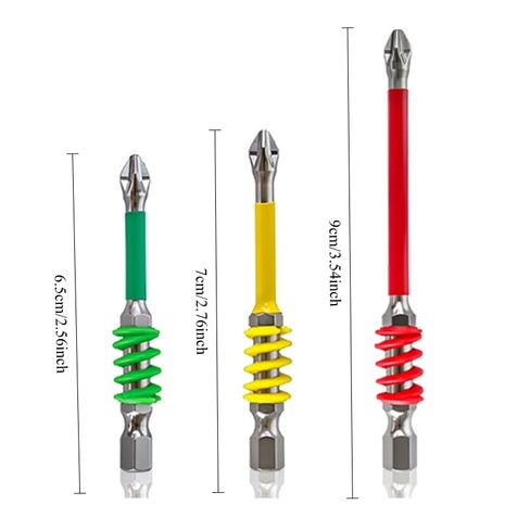 3Pcs 65/70/90mm Spring Screwdriver Bits Magnetic Anti-Slip Hex Shank Drill Head Screwdriver Bit DIY Woodworking Repair Accessories in Kuwait