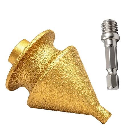 4-in-1 Diamond Chamfer Bit with M10 Hex Shank Adapter, 10-50mm Enlarging & Trimming Tool for Angle Grinder, Vacuum Brazed Diamond Grinding Wheel for Tile Marble Granite Ceramic Beveling & Hole Repair in Kuwait