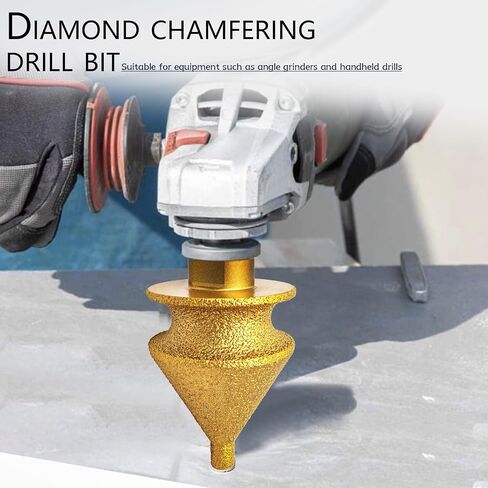 4-in-1 Diamond Chamfer Bit with M10 Hex Shank Adapter, 10-50mm Enlarging & Trimming Tool for Angle Grinder, Vacuum Brazed Diamond Grinding Wheel for Tile Marble Granite Ceramic Beveling & Hole Repair in Kuwait