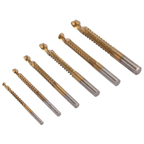 Garosa 6 Pcs HSS Twist Drill Bits 3-8mm Serrated Side Cutting Drill Bit Carpenter for Wood Metal Plastic Hole Drilling in Kuwait