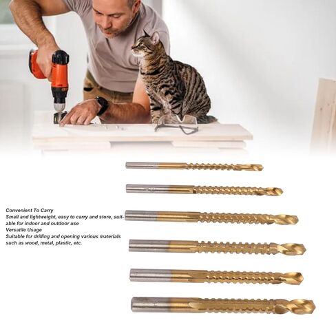 Garosa 6 Pcs HSS Twist Drill Bits 3-8mm Serrated Side Cutting Drill Bit Carpenter for Wood Metal Plastic Hole Drilling in Kuwait