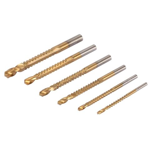 Garosa 6 Pcs HSS Twist Drill Bits 3-8mm Serrated Side Cutting Drill Bit Carpenter for Wood Metal Plastic Hole Drilling in Kuwait