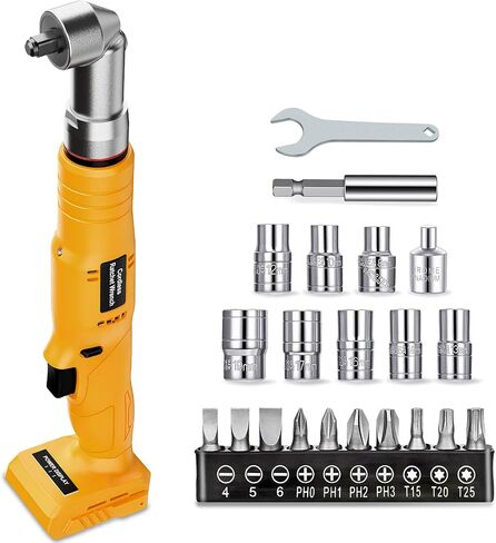 1/2" Cordless Ratchet Wrench Compatible with DeWalt 20V Battery, 96 FT-LBS Electric Ratchet with 1/4" Hex Bit Driver Function, with 3/8" Ratchet Socket Adapter for Home Car Nut Screw Repair, Tool Only in Kuwait