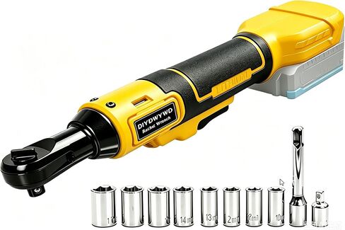 Cordless Ratchet Wrench 3/8 Compatible with Makita 18V Battery: 75FT-LBS 500RPM Brushless Powered Ratchet, with 1/4 Adapter, 8 Sockets and 3" Bar, Electric Socket Wrench for Auto Repair in Kuwait