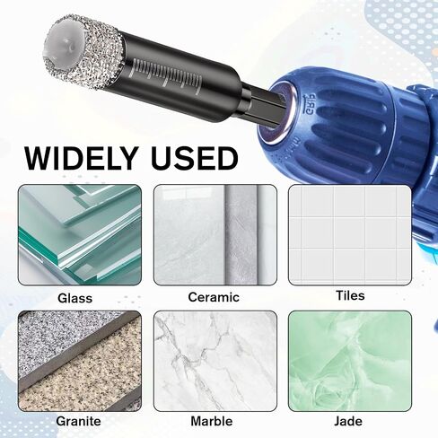 5 Pcs Diamond Drill Bits for Glass, 1/4 5/16 3/8 1/2 Inch Diamond Tip Drill Bit Tile Drills Bits for Ceramic, Tile, Glass, Granite, Marble, Brick & Stone in Kuwait