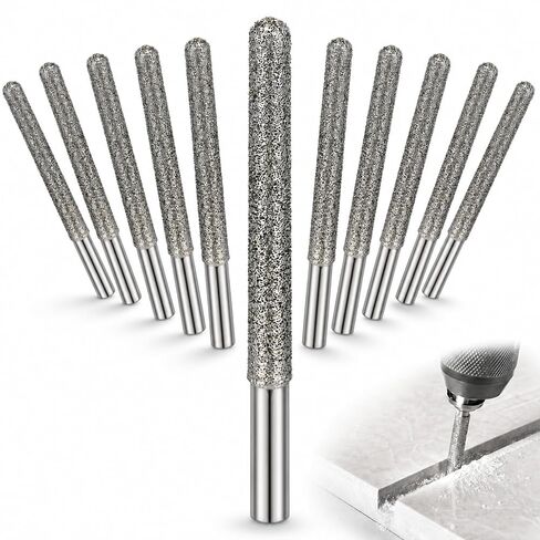 Tondiamo 10 Piece Diamond Drill Bits for Tile, Porcelain, Granite, Marble, and Countertop, 1/4 Inch Hex Shank for Rotary Tools, Industrial Grade #36 Diamond Grit with Carbon Steel Body in Kuwait