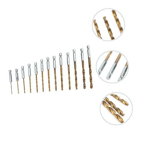 13 PCS Titanium Coated Premium Alloy Drill Bit Set with 1/4 Hex Shank Accurate Spiral Drill Bits for Metal Plastic Aluminum Copper, Sturdy and Versatile for Professional Use in Kuwait