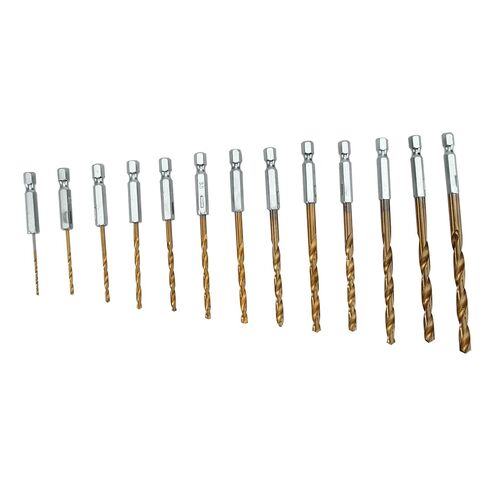 13 PCS Titanium Coated Premium Alloy Drill Bit Set with 1/4 Hex Shank Accurate Spiral Drill Bits for Metal Plastic Aluminum Copper, Sturdy and Versatile for Professional Use in Kuwait