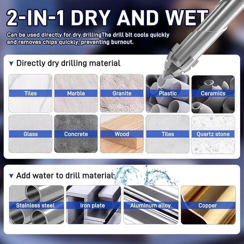 7pcs Hex Shank Masonry Drill Bit Set，Concrete Drill Bit Set ，Carbide Tip Drill Bits for Concrete, Tile,Brick, Plastic, Cement（1/8"~1/2"） Silver in Kuwait