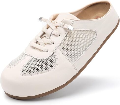 Women's Slip-On Mule Sneakers Breathable Mesh Round Toe Backless Casual Trainers,Comfortable Non-Slip Lace up Walking Shoes for Summer in Kuwait
