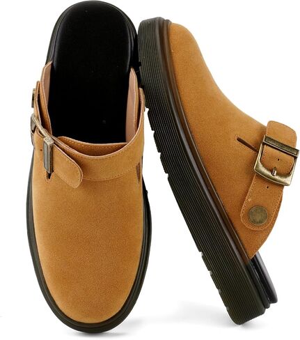 Women’s Suede Platform Clogs, Convertible Mule Shoes with Back Strap | Convertible Back Strap,Comfort Slip-On Design,Rounded toe box,all-day walking,Platform Sole,women's clogs in Kuwait