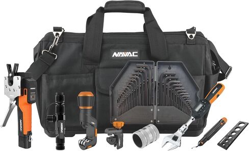 NAVAC NKS3 Mini-Split Tool Kit - Complete HVAC Installation Set with Cordless Flaring Tool, Digital Torque Wrench, Valve Core, Tube Cutters, Deburrer, Flare Gauge & Portable Carry Bag in Kuwait