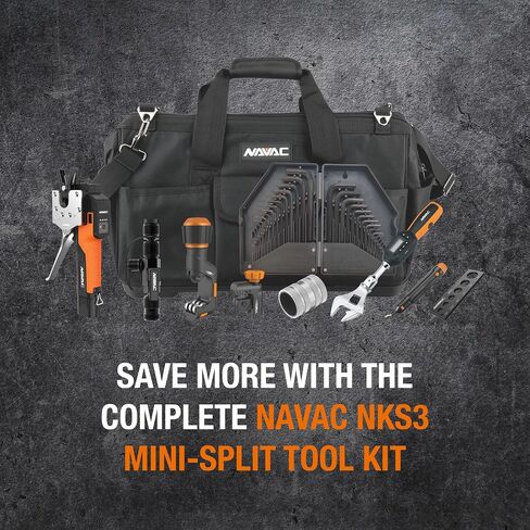 NAVAC NKS3 Mini-Split Tool Kit - Complete HVAC Installation Set with Cordless Flaring Tool, Digital Torque Wrench, Valve Core, Tube Cutters, Deburrer, Flare Gauge & Portable Carry Bag in Kuwait