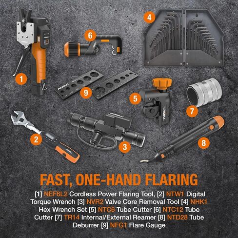 NAVAC NKS3 Mini-Split Tool Kit - Complete HVAC Installation Set with Cordless Flaring Tool, Digital Torque Wrench, Valve Core, Tube Cutters, Deburrer, Flare Gauge & Portable Carry Bag in Kuwait