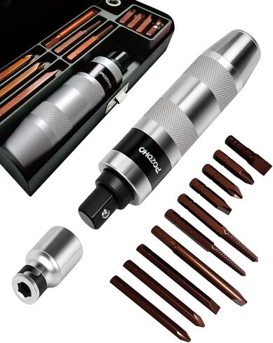 3/8" Drive Hand Impact Driver Set, 12-Piece Manual Reversible Impact Screwdriver Kit for Removing Rusted Stuck Bolts & Screws, Heavy Duty Cr-V & S2 Steel, PTM04012 in Kuwait