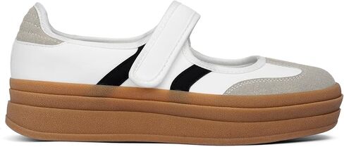 Mary Jane Sneakers for Women Retro Platform Sneakers Slip on Walking Flats | Round Toe Mary Jane Shoes,Hook and Loop,Platform Footwear,Fashion Sneakers for Mordern Women, Student, Mom and Office Lady in Kuwait