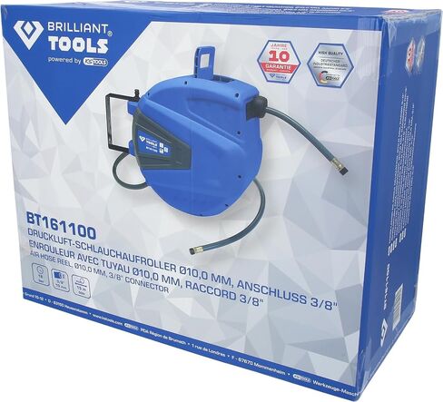 BRILLIANT TOOLS BT161100 DL Hose Reel Diameter 10 mm Connection 3/8 Inch PVC [Powered by KS Tools] in Kuwait