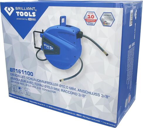 BRILLIANT TOOLS BT161100 DL Hose Reel Diameter 10 mm Connection 3/8 Inch PVC [Powered by KS Tools] in Kuwait