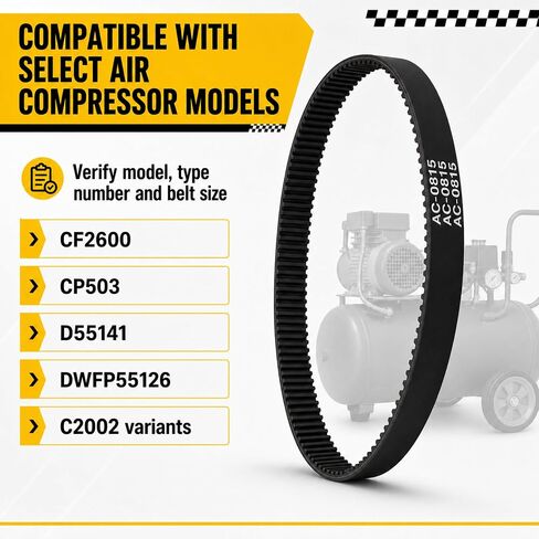 AC-0815 Air Compressor Timing Belt, Drive Belt Replacement for Select Oil-Free Compressor Models, Non-OEM Aftermarket Part, 1 Pack in Kuwait