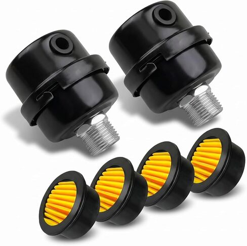 2-Pack 1/2" NPT Thread Air Compressor Intake Silencer Filter, 20mm Metal Air Compressor Muffler with Replaceable Filter Element, Noise Reduction for Generators & Blowers, Exhaust Ports in Kuwait