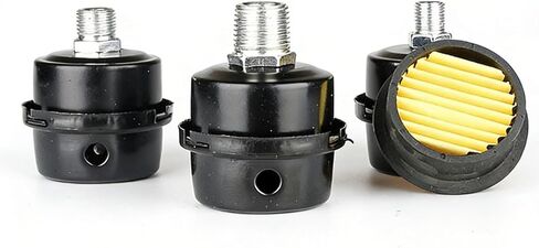 2-Pack 1/2" NPT Thread Air Compressor Intake Silencer Filter, 20mm Metal Air Compressor Muffler with Replaceable Filter Element, Noise Reduction for Generators & Blowers, Exhaust Ports in Kuwait