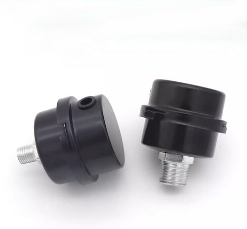 2-Pack 1/2" NPT Thread Air Compressor Intake Silencer Filter, 20mm Metal Air Compressor Muffler with Replaceable Filter Element, Noise Reduction for Generators & Blowers, Exhaust Ports in Kuwait