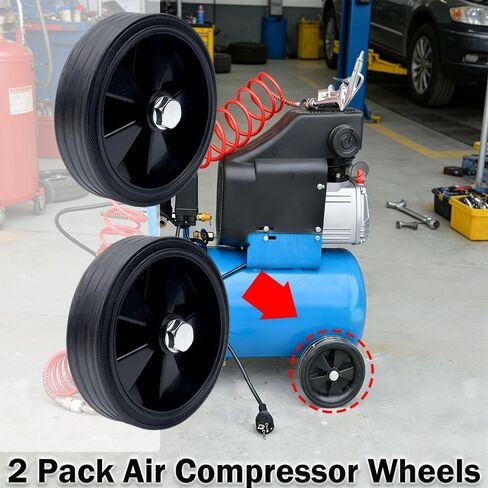 2 Pack 4.5 Inch Air Compressor Wheels, with Bolts Universal Wheel Replacement Parts for Air Compressor and Handcarts with 0.5" Inner Dia, Silent and Wear-Resistant, Black in Kuwait
