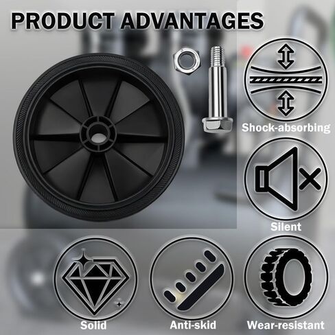 2 Pack 4.5 Inch Air Compressor Wheels, with Bolts Universal Wheel Replacement Parts for Air Compressor and Handcarts with 0.5" Inner Dia, Silent and Wear-Resistant, Black in Kuwait