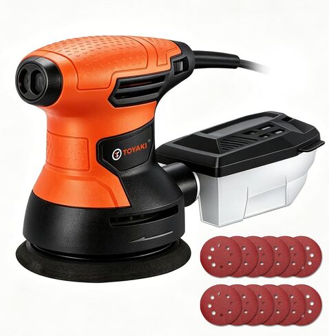 5-inch Orbital Sander, Random Orbit Sander With 6 Variable Speeds, 12pcs Sandpapers, Dust Collection For Woodworking And Sanding in Kuwait