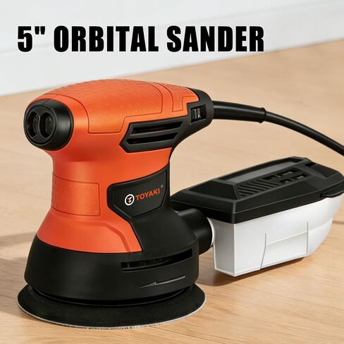 5-inch Orbital Sander, Random Orbit Sander With 6 Variable Speeds, 12pcs Sandpapers, Dust Collection For Woodworking And Sanding in Kuwait