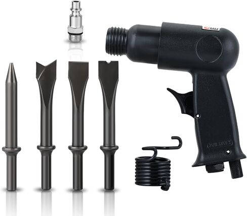 MYFULLY 150mm Air Hammer Kit, 4500 BPM Pneumatic Hammer with 4-Piece Air Chisel & Scraper Set, Heavy Duty Air Shovel Tool for Auto Repair, Metalworking, Cutting, Rust Removal (Silver) in Kuwait