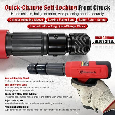 27PCS Air Hammer Kit, Heavy Duty Pneumatic Air Hammer with Chisel Set, 2500 BPM Air Chisel Hammer, Long Barrel Air Hammer with Carrying Case in Kuwait