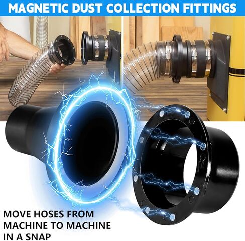 Magnetic Dust Collection Fittings Kit 4" & 2.5" Hose Adapter Set | Magnetic Quick Connect Design for Fast Setup, Compatible with 4" and 2.5" Dust Collection Hoses in Kuwait