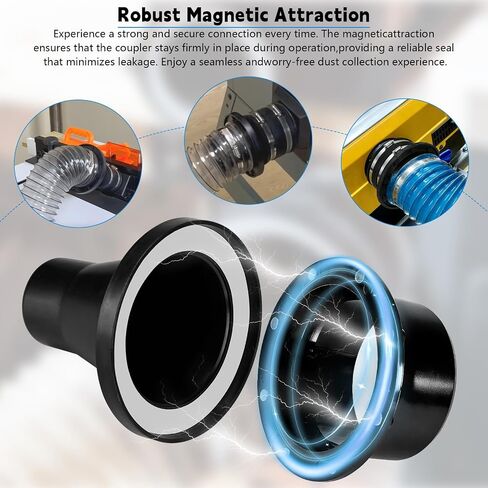 Magnetic Dust Collection Fittings Kit 4" & 2.5" Hose Adapter Set | Magnetic Quick Connect Design for Fast Setup, Compatible with 4" and 2.5" Dust Collection Hoses in Kuwait