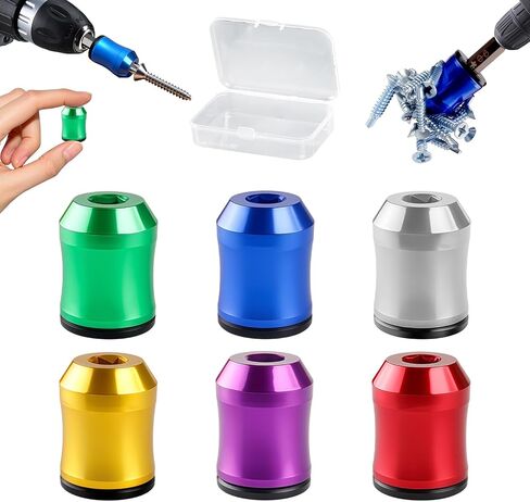 6 Pcs Screwdriver Head Magnetic Ring, Magnetic Drill Bit Holder | 1/4inch 6.35mm Universal Bit Holder, Alloy Screw Holder, Removable Ring Set, for Hex Screwdrivers, Power Bits & DIY Repair in Kuwait