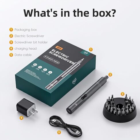 TBK-008 Electric Precision Screwdriver Set | 8-Level Torque Control, 380RPM, 24 Magnetic Bits, USB-C Rechargeable, iPhone iPad MacBook PS5 Nintendo Switch Laptop Repair in Kuwait