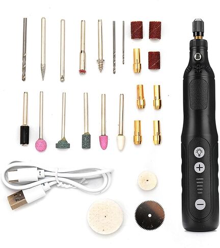 Mini Electric Engraving Pen Cordless Rotary Tool with LED Light, 5 Speed Adjustable USB Rechargeable, 30pcs Accessories for Jewelry Wood Stone Metal Engraving Polishing Drilling (5DJQ CHENGSE) in Saudi Arabia
