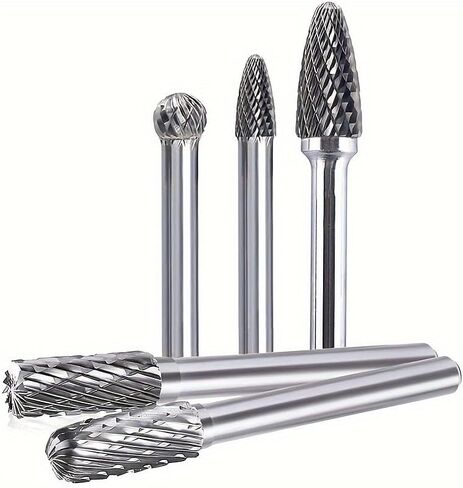 10 PCS Double Cut Rotary Burr Set, Carbide Grinding Bit, Tungsten Steel Carving Tool, 1/8 Inch Hex Shank Design, Wear Resistant Rotary File Accessories for Woodworking, Metal Engraving, Drilling in Kuwait
