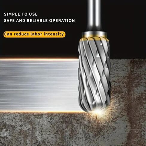 10 PCS Double Cut Rotary Burr Set, Carbide Grinding Bit, Tungsten Steel Carving Tool, 1/8 Inch Hex Shank Design, Wear Resistant Rotary File Accessories for Woodworking, Metal Engraving, Drilling in Kuwait