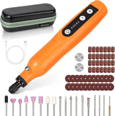 Mini Cordless Rotary Tool, 5-Speed 3.7V Rechargeable Rotary Tool Kit with 68 Accessories, Type-C Charging & LED Light with Hard Case for Sanding, Polishing, Drilling, Etching, Engraving, DIY Crafts in Kuwait